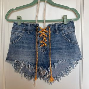 Free People Frayed Denim Shorts